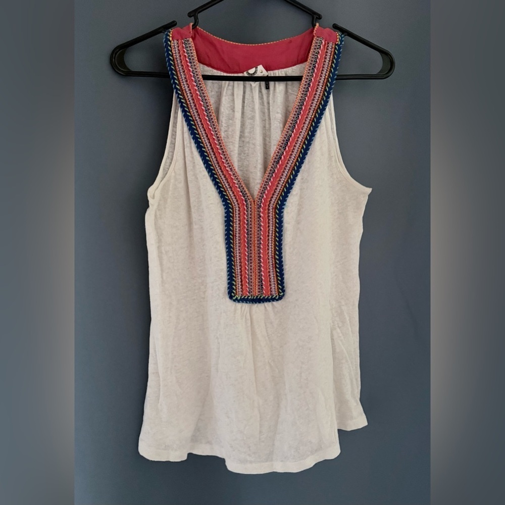Akemi + Kin Anthropologie Sleeveless Embroidered Boho Top - Picture 1 of 3